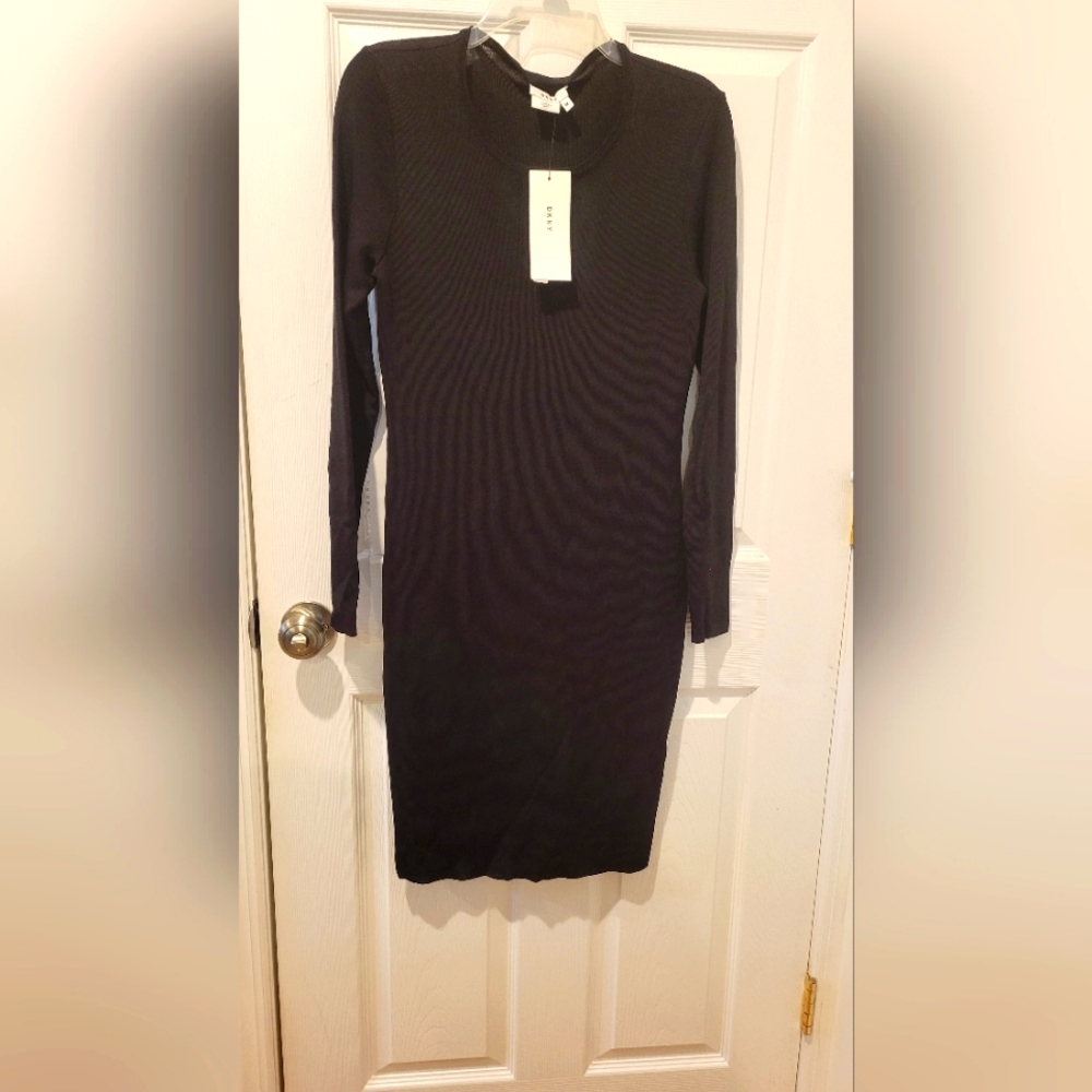 DKNY NWT black body con dress with sleeves